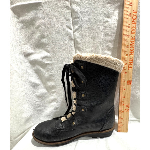 Womens Khombu Winter Boots Black Vegan Pebble Leather Size 8.5 Fleece Lined - Picture 6 of 10